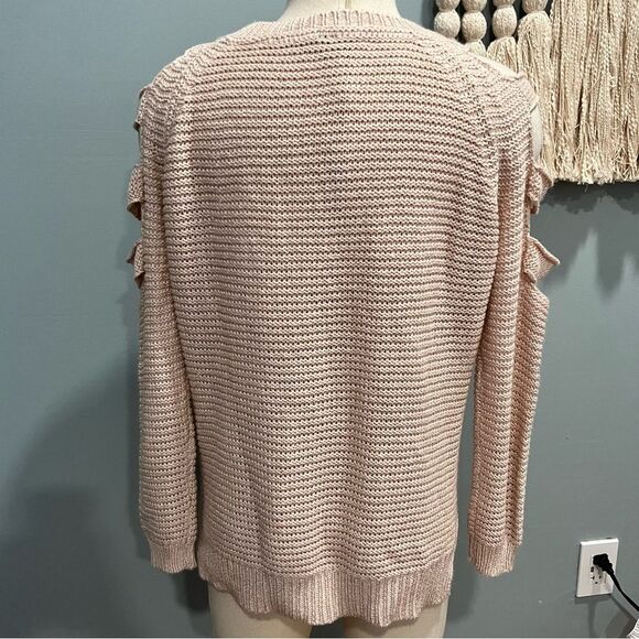Design Lab Lord & Taylor Cold Shoulder Blush Pink Sweater Size Small - Picture 3 of 6
